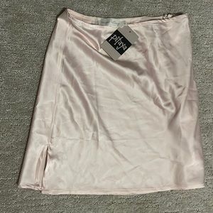 Satin pale pink mini skirt